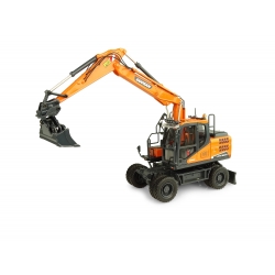 Doosan DX160W avec accessoires : Godet à pinces et Godet à curage